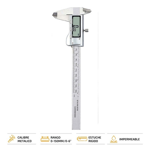 Imagen 2 de 10 de Calibre Digital De Acero Inoxidable 150 Mm Vernier Exactitud