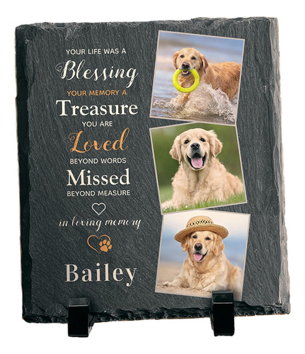 Cat Memorial Stone Dog Headstone Grabado Estilo Cuadrado A