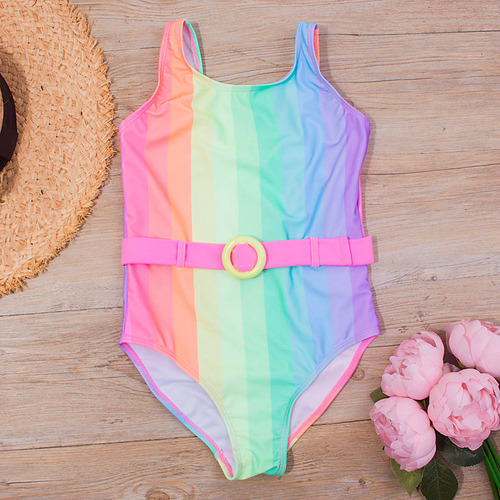 Bikini N B 1014 Con Estampado De Rayas A La Moda Para Niñas