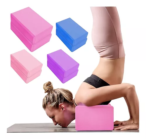 Jexine Juego de 6 bloques de yoga y correa de yoga, 4 bloques de yoga de 9  x 6 x 3 pulgadas, bloque de espuma Eva, bloque de pilates, 2 correas de