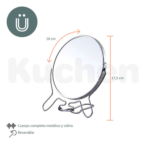 Imagen 2 de 10 de Espejo Reversible Tocador Baño Escritorio Chico