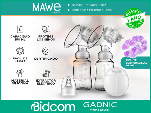Sacaleche Materna Extractor Eléctrico Gadnic Kit Doble 150ml