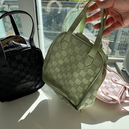 Mini Bolso Goma Check Kawaii Portacosmético Multiuso Negro