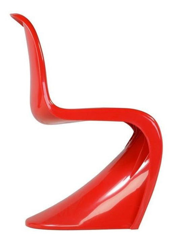 Silla de comedor Panton Curve Design, silla de cocina, color rojo brillante, marco de silla, color rojo brillante