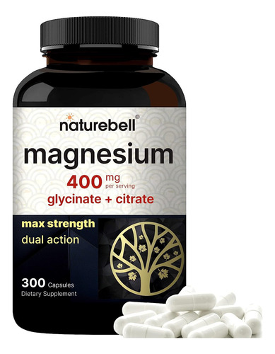 Magnesio Glicinato Y Citrato 400mg 300 Caps Alta Absorción