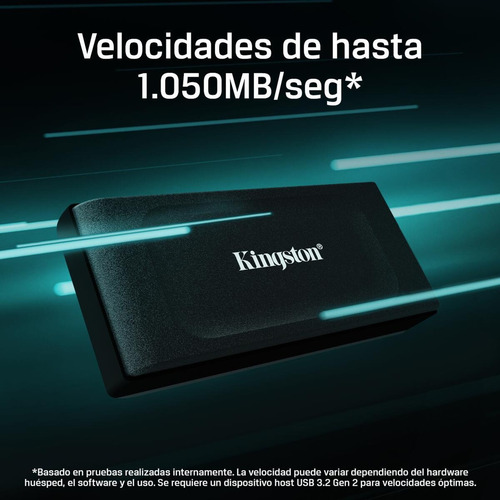 Unidad Estado Solido Kingston Ssd Xs1000 Externo 1tb Usb 3.2 Negro