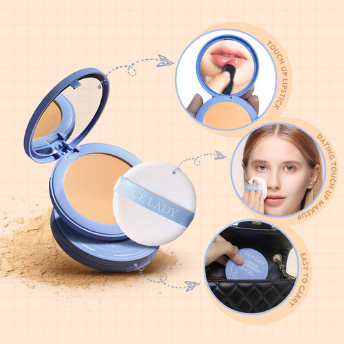 Conjunto De Polvo Compacto Facial, Controla Brillo, Acabado