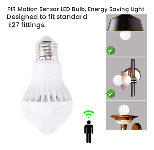 Bombilla Con Sensor De Movimiento, Luz Led De Inducción Infr