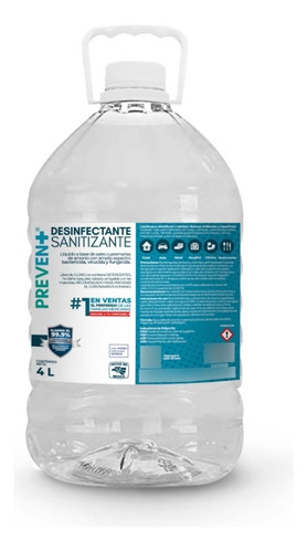 Desifectante Sanitizante 4lt A Base De Amonio Cuaternario