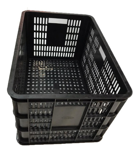 Cajón Apilable Comercial Vc Ventilado Color Negro