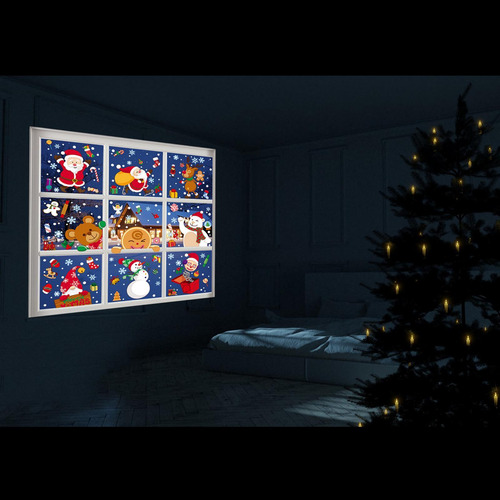 9 Hojas De Pegatinas De Ventana De Navidad Calcomanías