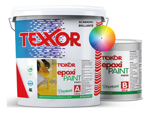 Epoxi Paint - Pisos - Al Agua - Ecologico - 4lt Color Texxor