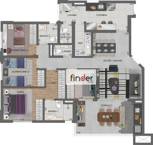 Imagem 26 de 30 de Unique Green Parque Toronto | Eztec Na Rua Ocrisia, 100. Apartamento À Venda, 112m², 4 Dormitórios Com Suíte, 2 Vagas E Lazer De Clube. Emerald Eztec - Ap13456