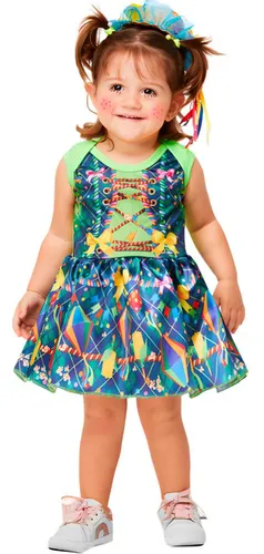 Vestido Bebe Festa Junina Caipirinha 1 Ano Quadrilha Sao Jao