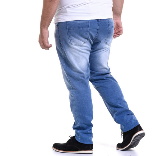 Imagem 4 de 5 de Calça Jeans Com Lycra Stretch Masculina Skinny Plus Size