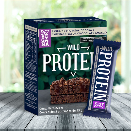 Barra de proteína Wild protein 14g vegana sabor chocolate bitter 5 unidades