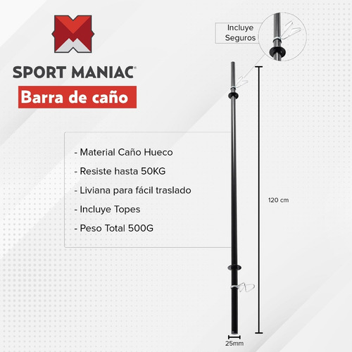 Imagen 4 de 8 de Kit Barra Mancuernas Sport Maniac Disco Pvc Pesa Rusa 20kg