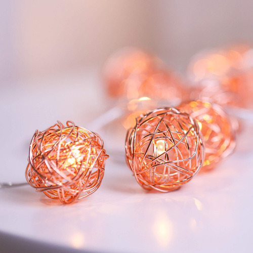 Mycozylite Cadena De Luces Led, 20 Globos De Oro Rosa Hechos