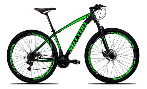 Mountain bike Sutton Blade aro 29 21" 21v freios de disco mecânico câmbios Shimano TZ510 y Shimano TZ-31 cor preto/verde