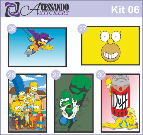 Adesivo Skin Capa Caderno Escolar Simpsons 06  Kit C/5 Un.