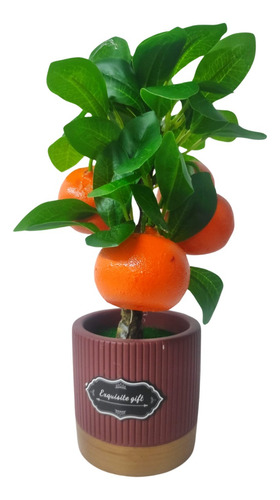 Mini Árvore Com Fruta Tangerina Artificial Planta Decoração