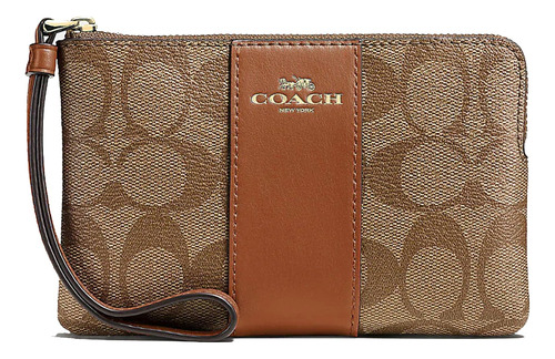 Monedero Coach Original Mujer Corner Zip Wristlet Gold 58035