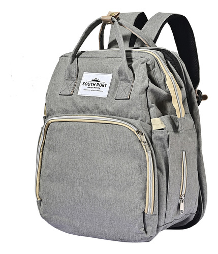 Mochila Maternal Bolso South Port Bebe Termica Color Gris