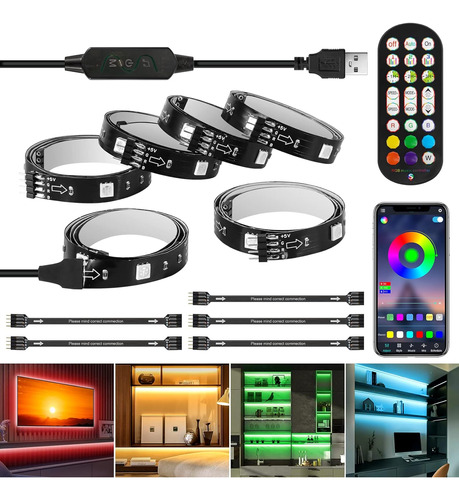 Luces De Tira Led De 10 Pies, 6 Luces Led Rgb Precortad...