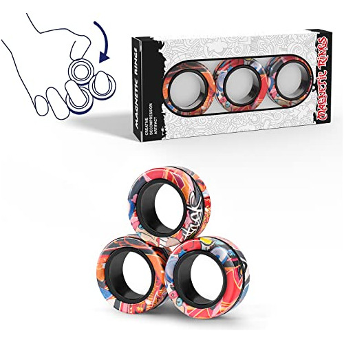 Juego De Anillos Magnéticos Fidget, Juguetes Fidget Ad...