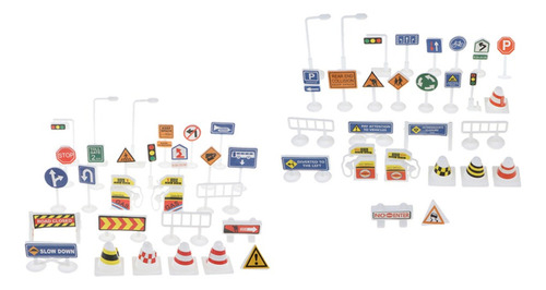 56 Unids De Señales De Tráfico Y Semáforos De Modelismo