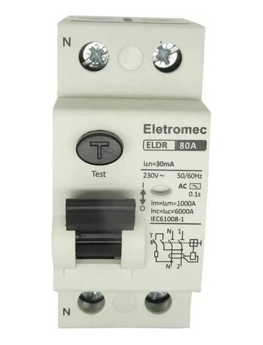 Interruptor Diferencial 80a 2p 30ma 400v Eletromec