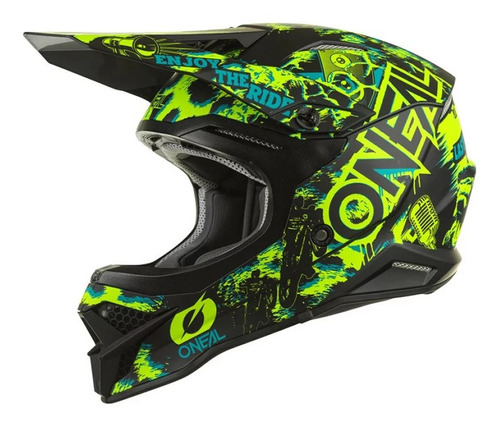 Capacete Oneal 3 Series Assault V22 Black/neon Motocross