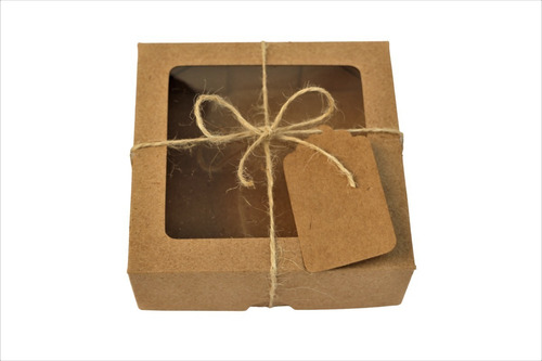 Imagem 3 de 8 de Caixa Para Presente Kraft 12x12x4 Visor - 20 Unidades
