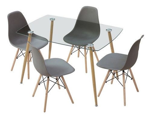 Mesa De Comedor De Cristal Templado Con 4 Sillas Sarpsborg G