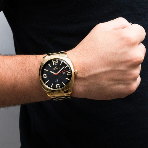 Relógio Technos Masculino Golf Dourado - 2115txd/1p Bisel Preto