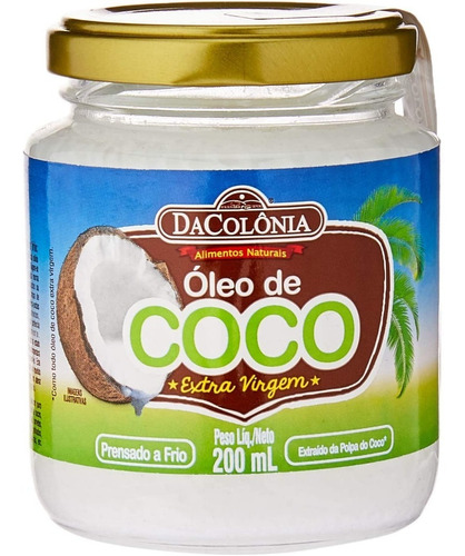 Óleo De Coco Extra Virgem Dacolônia Sem Glúten 200 Ml