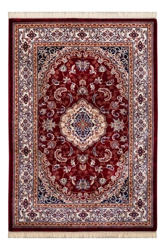 Tapete Tabriz Indiano 200x250cm 2,00x2,50m Tipo Belga Persa Cor Vermelho Desenho Do Tecido Clássico