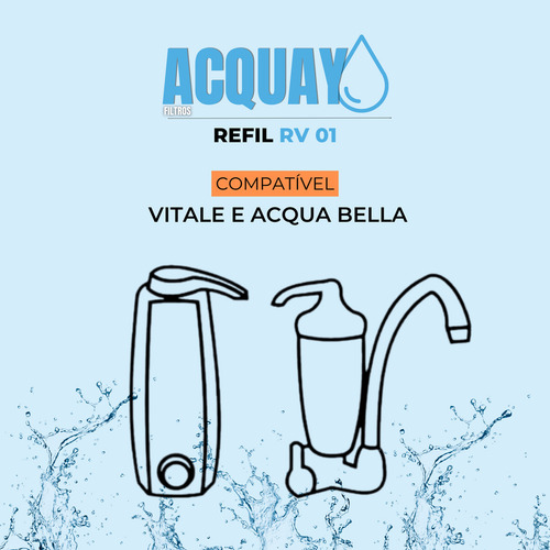 Refil Vela Filtro Acquay Filtros Água Compatível a Lorenzetti Acqua Bella Vitale Rv-01