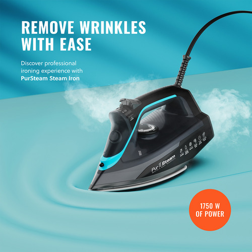 Plancha De Vapor Pursteam Steamburst+ 1750 W, Suela De Cerám Color Negro