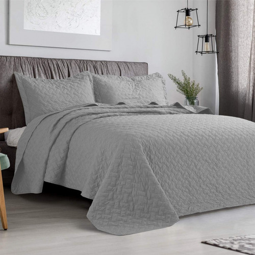 Cubrecama De Verano Quilt 2 Plazas Gris - Liso