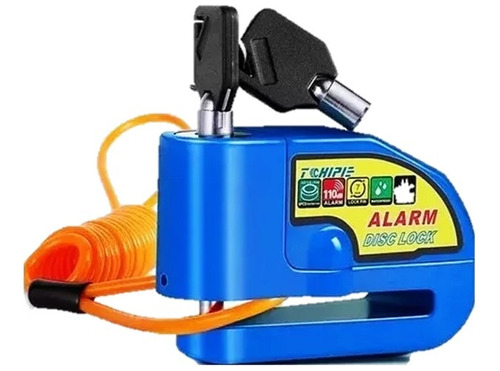 Candado Con Alarma Para Disco De Moto Motoneta Azul Premium