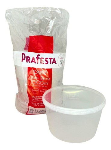 Pote Plástico Lacre Para Marmita 1000ml C 10un