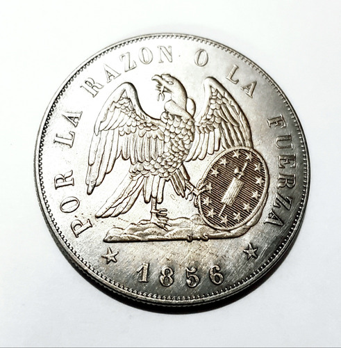 Moneda Chile 1 Peso 1856 Reproducción 3,6 Cm. Borde Estriado