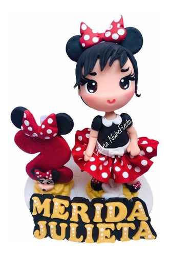 Cake Topper Mimi Minnie Mouse Roja Vela Pasta Francesa