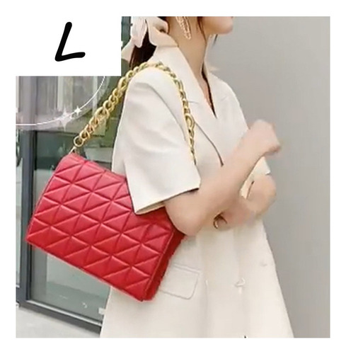 Bolso Bandolera Con Cadena Y Cinturón Grueso Para Mujer
