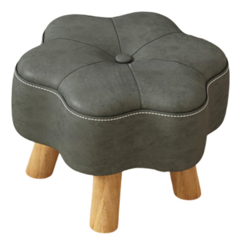 Taburete Pequeño Para Pies, Asiento Acolchado, Con Gris
