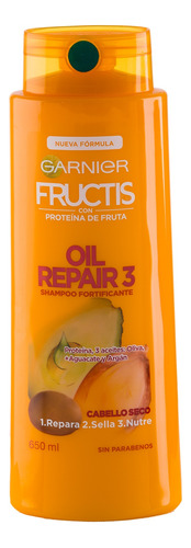 Shampoo Garnier Fructis Reparación de aceite en botella de 650mL por 1 unidad