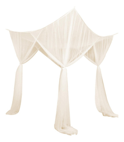 Cortina De Cama Con Dosel De 4 Postes Esquineros, Beige