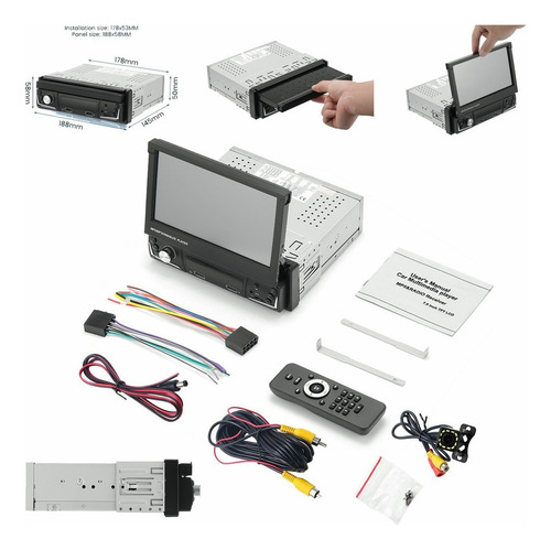2024 Autoestéreo 1 Din Bluetooth Retráctil 7 In Mirrorlink