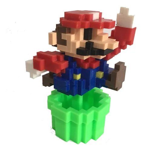 Figura Mario Bros Nintendo Nes 8 Bit Retro 3d Pixel